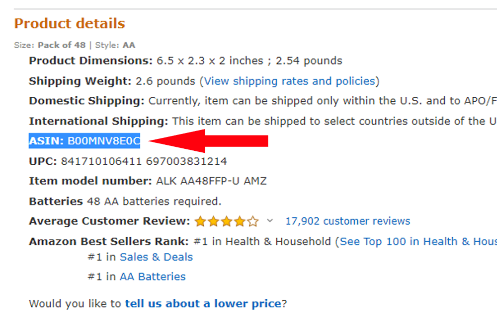 amazon product details asin