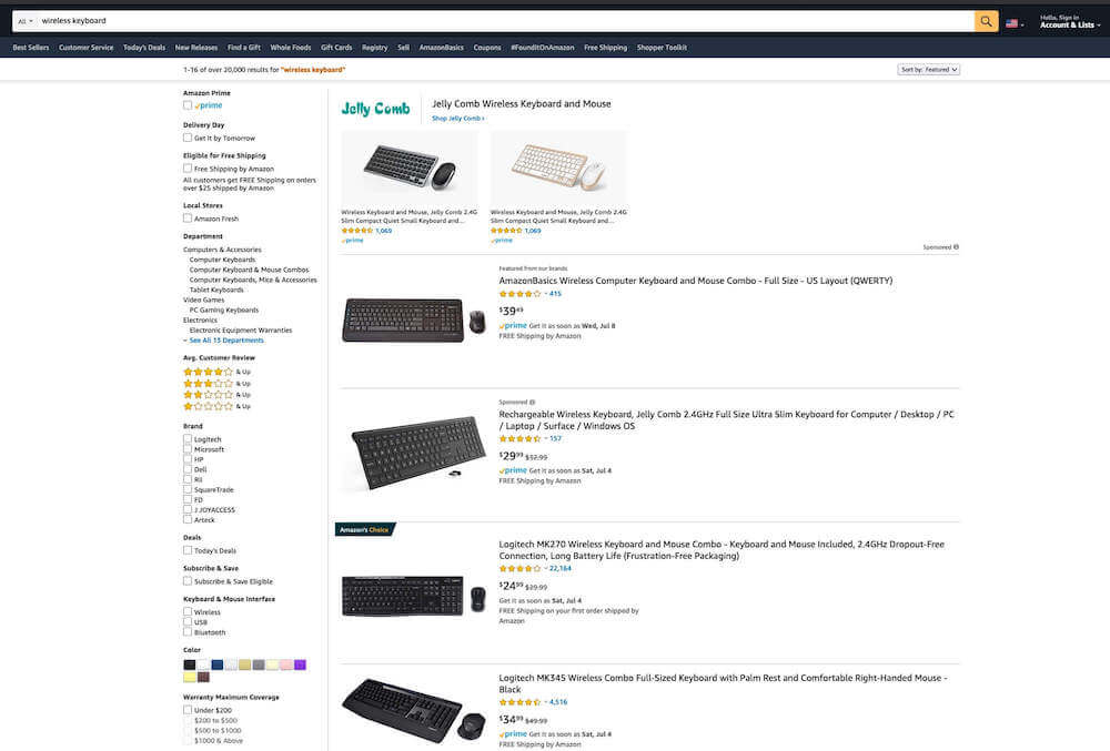 wireless keyboard rankings amazon