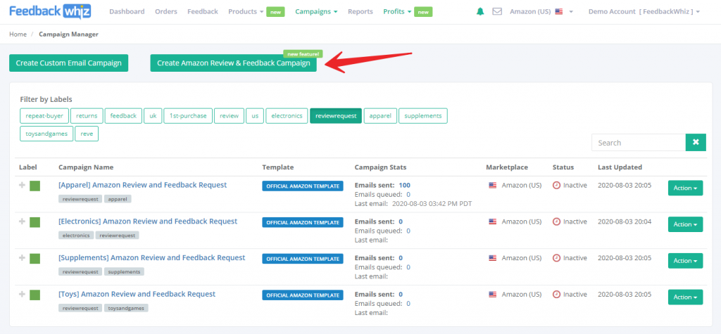 FeedbackWhiz Automate Review Campaigns through Amazon