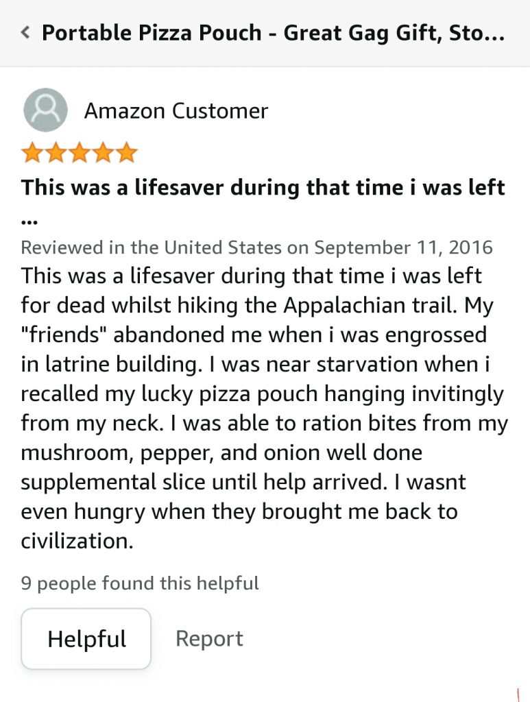 funny amazon review pizza pouch