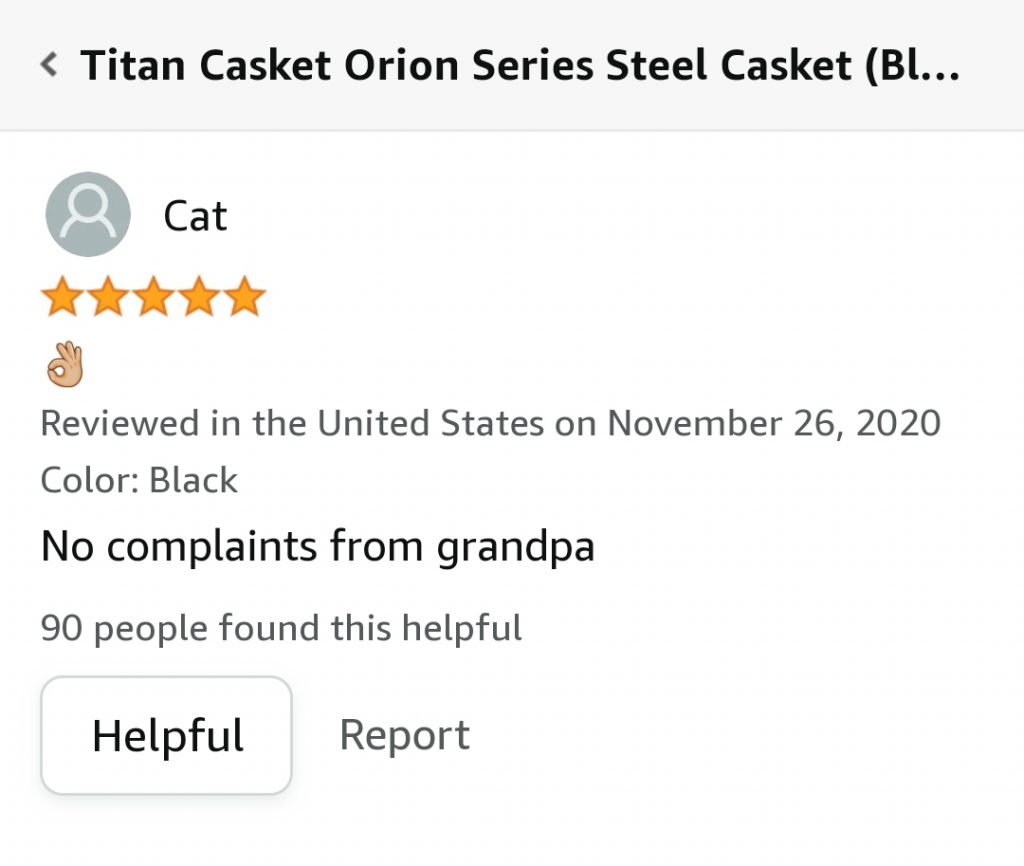 hilarious amazon review casket