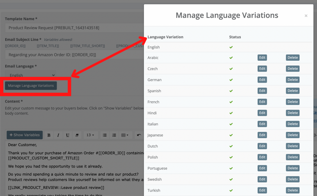 feedbackwhiz language variation emails